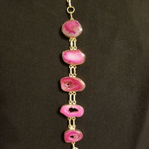 Pink Druzy agate bracelet